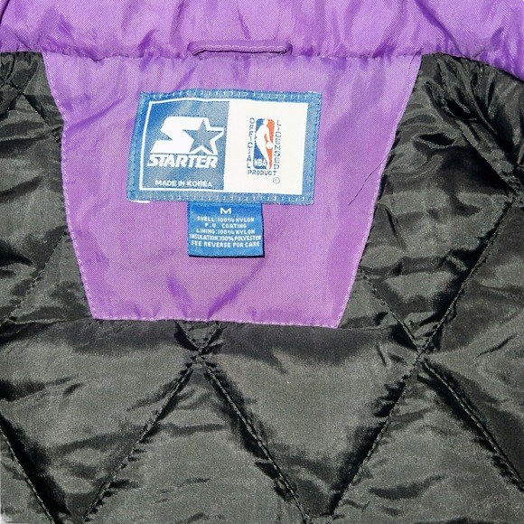 Vtg Starter Utah Jazz Puffer Jacket Mens Medium NBA Basketball 90's - Picture 10 of 12